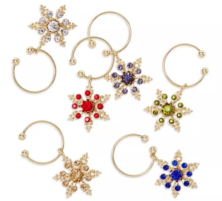 Joanna Buchanan Snowflake Wine Charms, Set of 6 (open box)