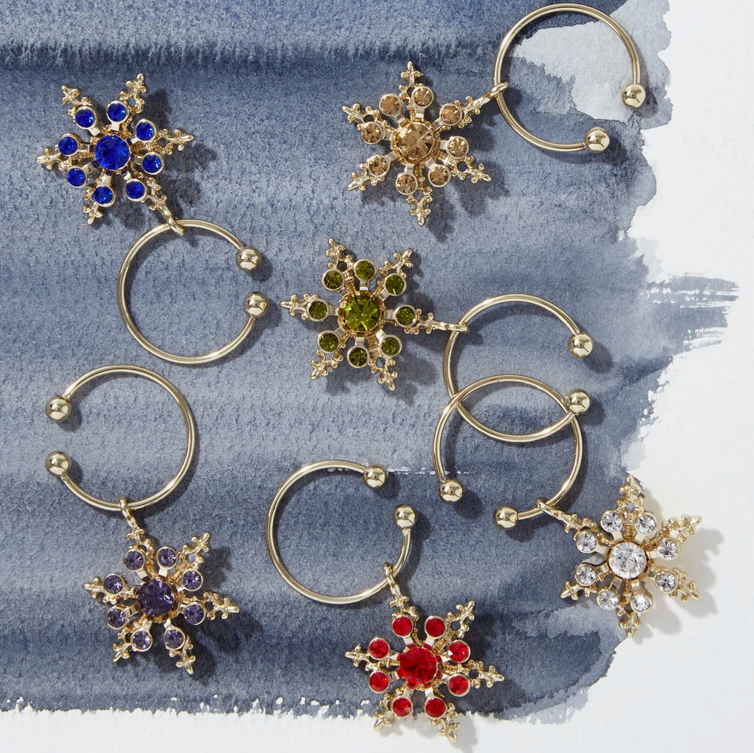 Joanna Buchanan Snowflake Wine Charms, Set of 6 (open box)