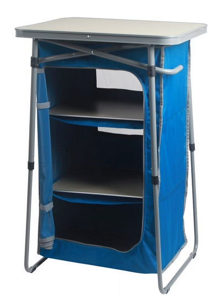 Ozark Trail 3-Shelf Collapsible Cabinet with Table Top, Blue, 23"L x 19"W (open box)