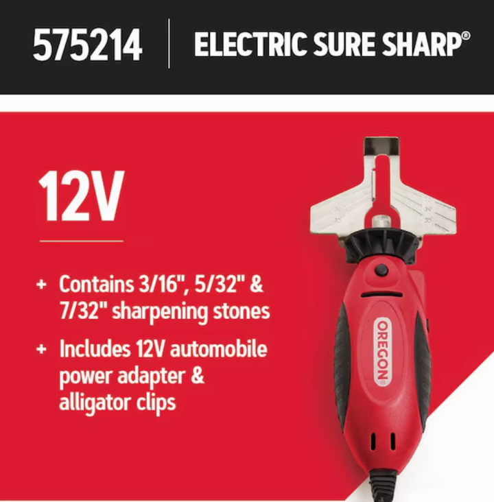 Oregon 12V Sure Sharp Electric Chainsaw Chain Grinder/Sharpener, Includes 3 Sharpening Stones (new)