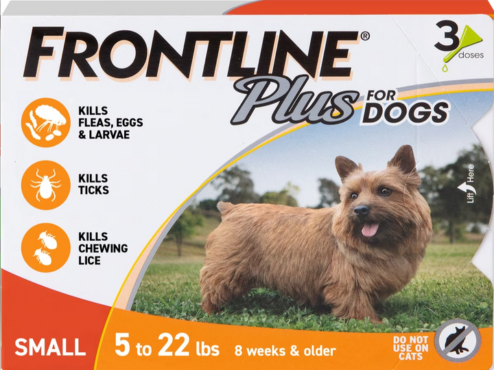 Frontline Plus Flea & Tick Spot Treatment for Small Dogs, 5-22 lbs, 3 Doses  (new)