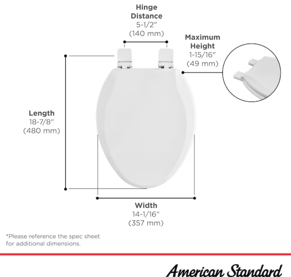 American Standard Bedminster Wood White Elongated Soft Close Toilet Seat (open box)