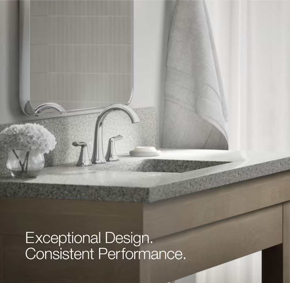 KOHLER Desette Polished Chrome Widespread 2-handle WaterSense Mid-arc Residential Handle Bathroom Sink Faucet with Drain (new)