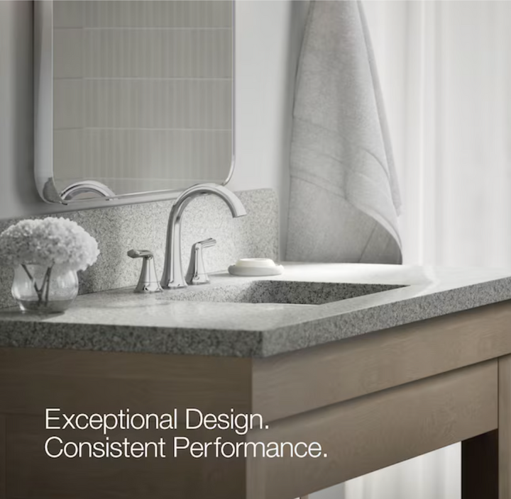 KOHLER Desette Polished Chrome Widespread 2-handle WaterSense Mid-arc Residential Handle Bathroom Sink Faucet with Drain (new)