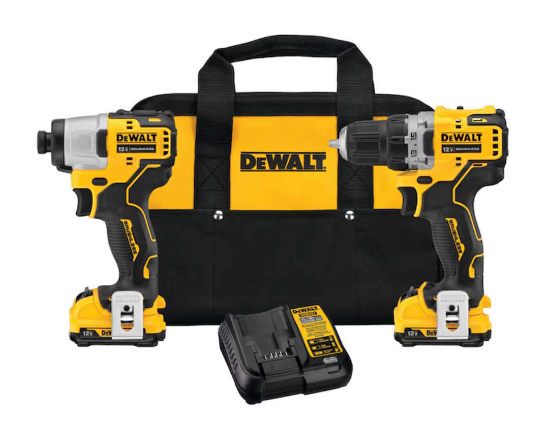 DEWALT XTREME 2-Tool 12V MAX XR Brushless DrilI/Impact Driver with Bag (2-Batteries and Charger Included) (open box)