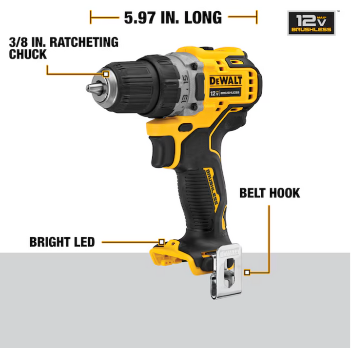 DEWALT XTREME 2-Tool 12V MAX XR Brushless DrilI/Impact Driver with Bag (2-Batteries and Charger Included) (open box)
