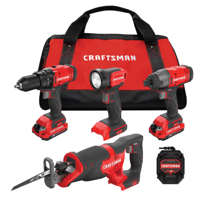 CRAFTSMAN V20 20-volt Max 4-Tool Power Tool Combo Kit with Soft Case (2-Batteries and Charger Included) (OPEN BOX)