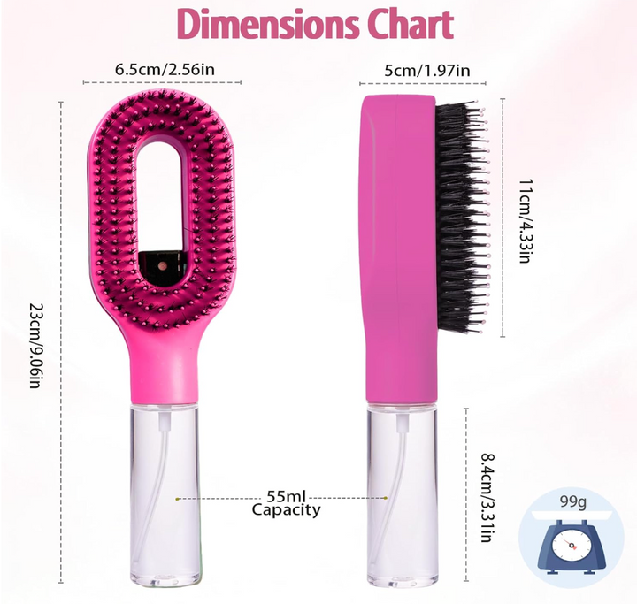 Hair Brush with Water Spray - 2-in-1 Detangler Brush for Frizz Control (new)