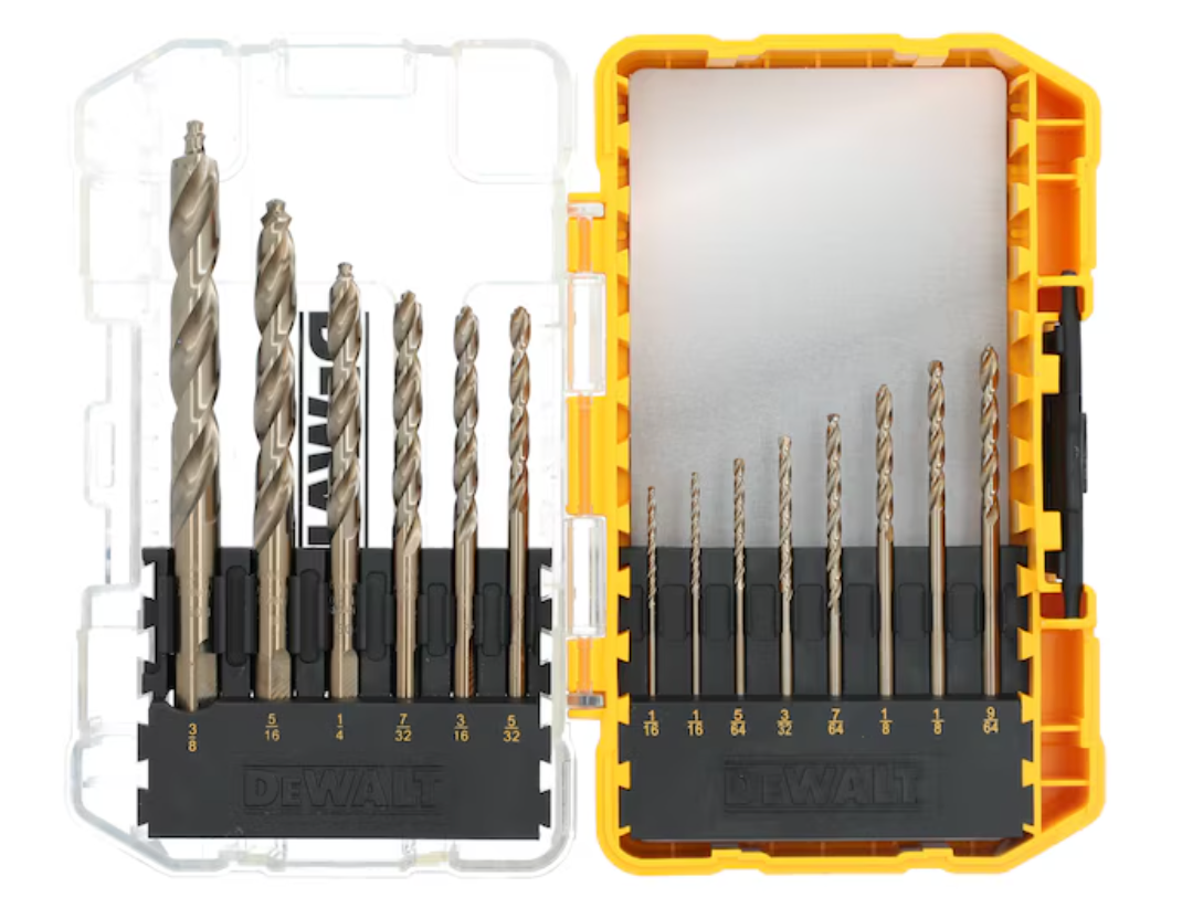 DEWALT ELITE SERIES 14 -Piece Assorted Cobalt alloy steel Jobber length Twist Drill Bit Set (open box)