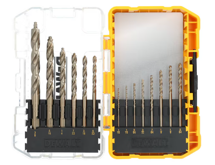 DEWALT ELITE SERIES 14 -Piece Assorted Cobalt alloy steel Jobber length Twist Drill Bit Set (open box)