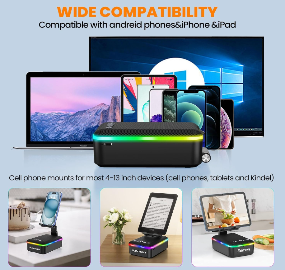 Jteman L35 3-in-1 Bluetooth 5.3 Phone Stand Speaker Atmosphere Light USB-C (new)