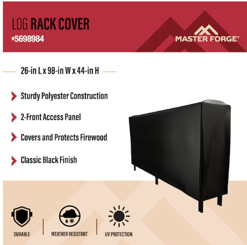 Master Forge 8 Ft Firewood Log Rack Cover (New)