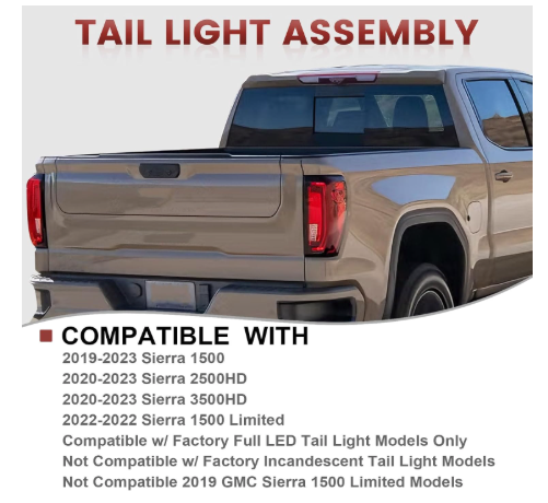 LED Tail Light Rear Lamp Assembly Left and Right  2019-2026 GMC Sierra (Open Box)
