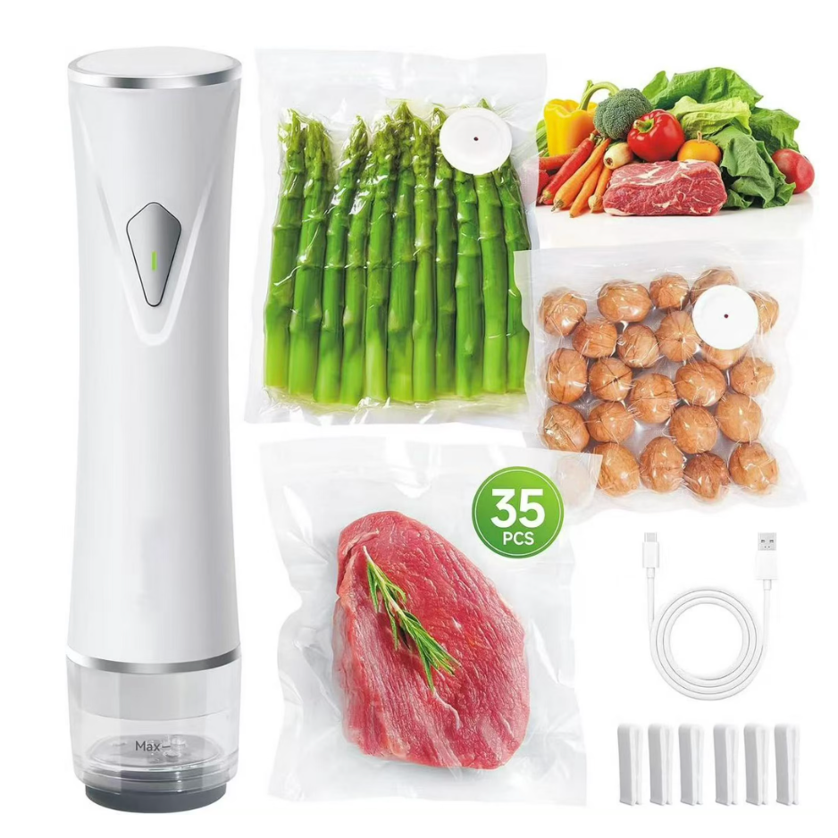 Vacuum Sealer for Food + 35 Reusable Sous Vide Bags (open box)