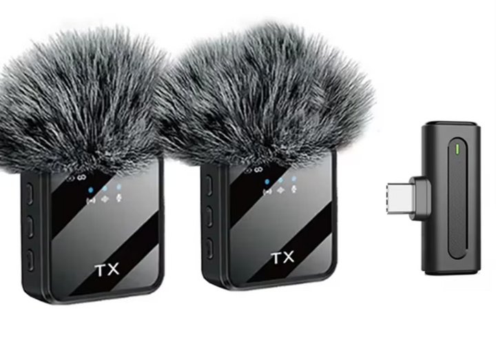 Wireless Lavalier Microphone Dual Lavalier Microphones Mini Phone Receiver for Type C (new)