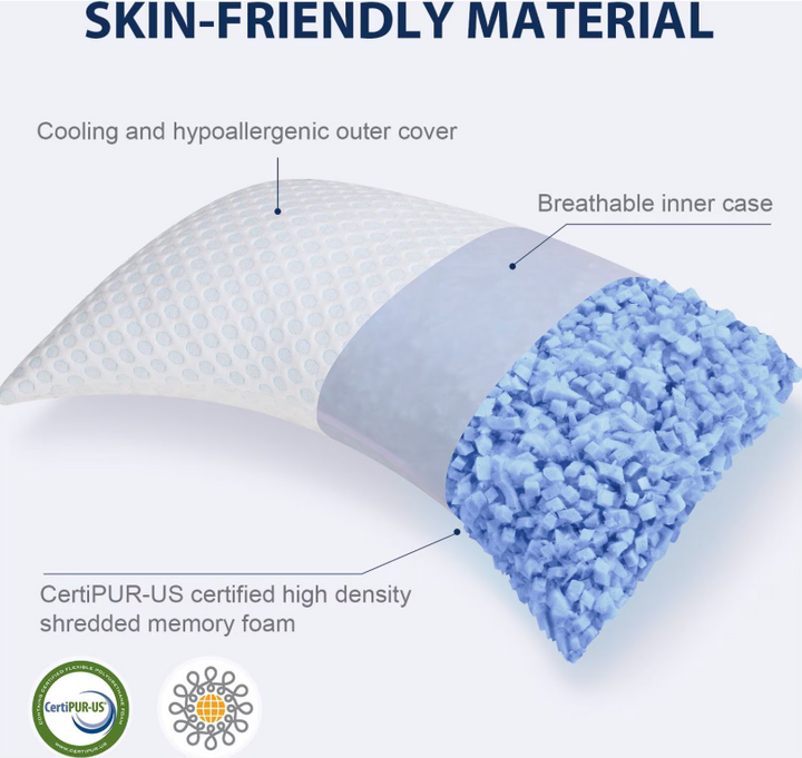 SORMAG Cooling Shredded Memory Foam Bed Pillows King Pack of 1 (new)