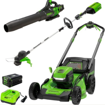 Greenworks 80V 21" Cordless Battery Brushless Self-Propelled Mower 3pc Combo Kit openbox