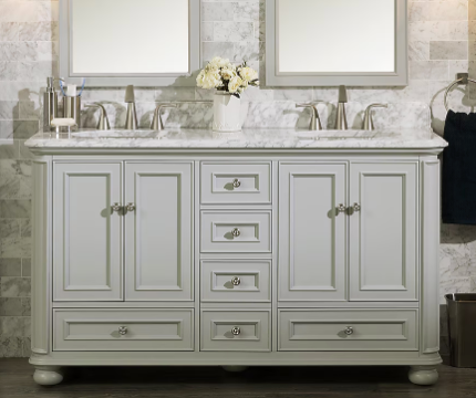 allen + roth Wrightsville 60-in Muse Gray Double Sink Bathroom Vanity Top Damaged