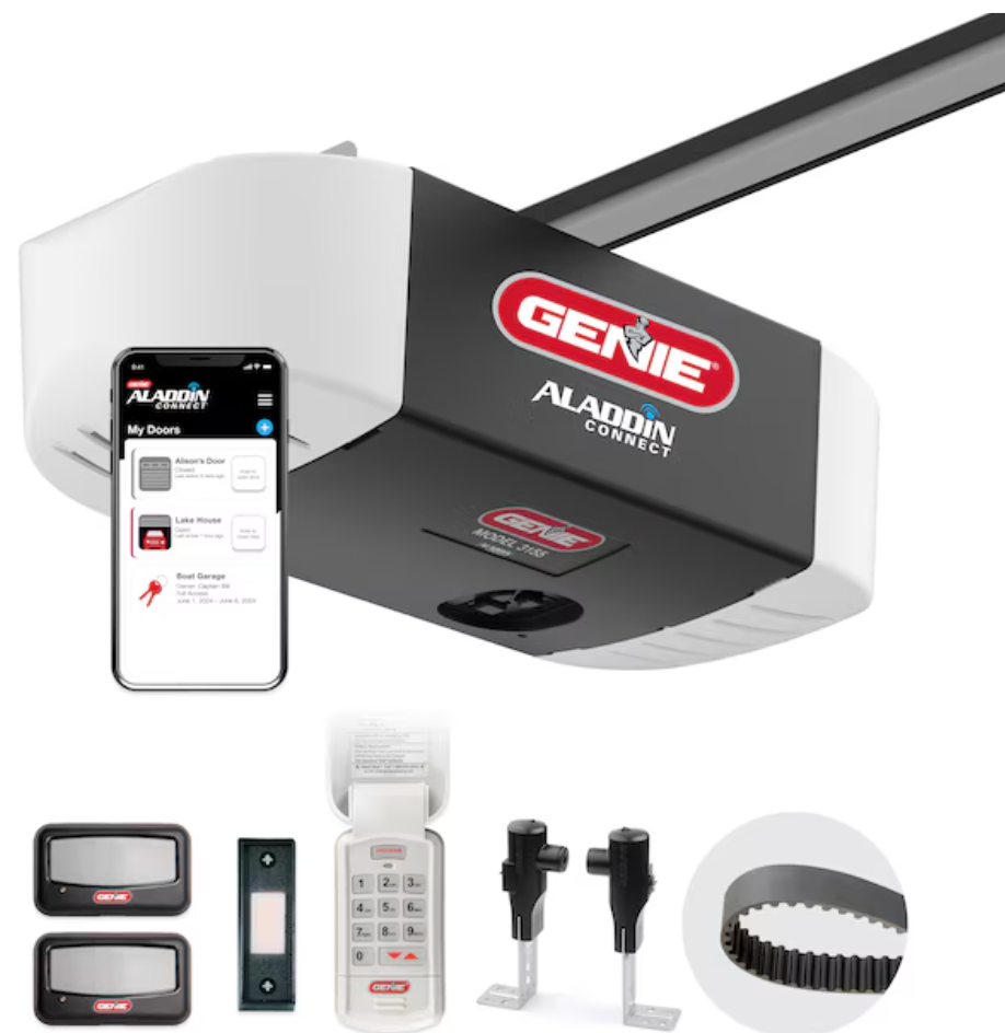 Genie 3/4 HPc Ultra-Quiet Smart Garage Door Opener Smart Compatible Belt drive Garage Door Opener Wi-Fi Compatibility (new)
