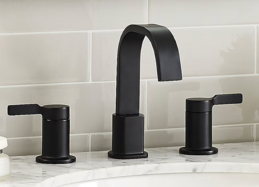 allen + roth Veda Matte Black Widespread 2-handle WaterSense High-arc Bathroom Sink Faucet