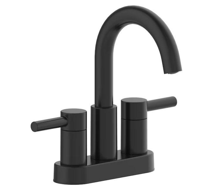 allen + roth Harlow Simplefit Matte Black 4-in centerset 2-handle WaterSense High-arc Bathroom Sink Faucet