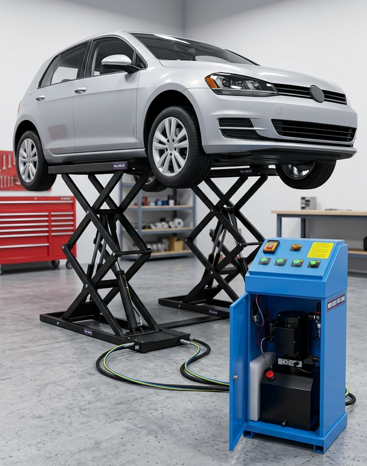 BisonTek BT-X60 Mid-Rise Auto Scissor Lift with Hydraulic Electric Control Box Tower