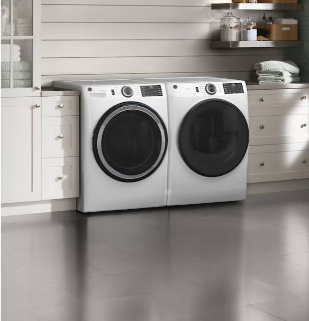 GE 7.8 cu. ft. Smart Front Load Electric Dryer in White with Sanitize Cycle