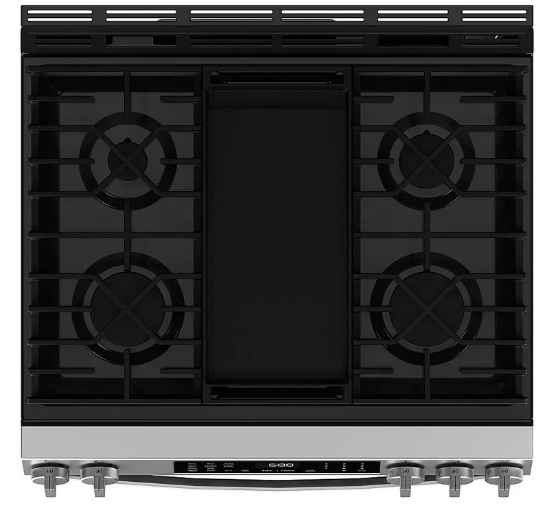 GE 30 in. 5-Burners Slide-In Smart Gas Convection Range in Stainless with EasyWash Oven Tray And No-Preheat Air Fry