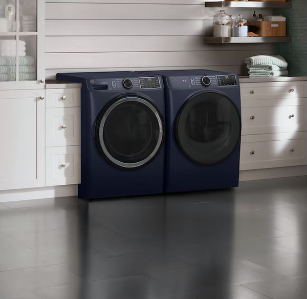 GE 4.8 cu. ft. Smart Sapphire Blue Front Load Washer with OdorBlock UltraFresh Vent System and Sanitize with Oxi