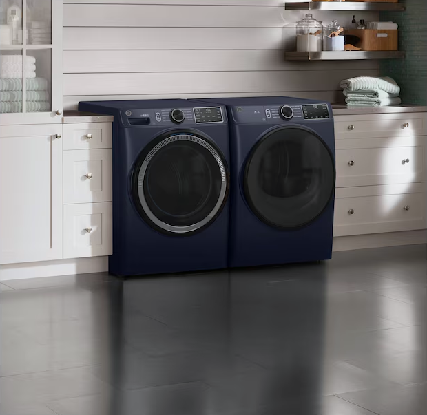 GE 4.8 cu. ft. Smart Sapphire Blue Front Load Washer with OdorBlock UltraFresh Vent System and Sanitize with Oxi