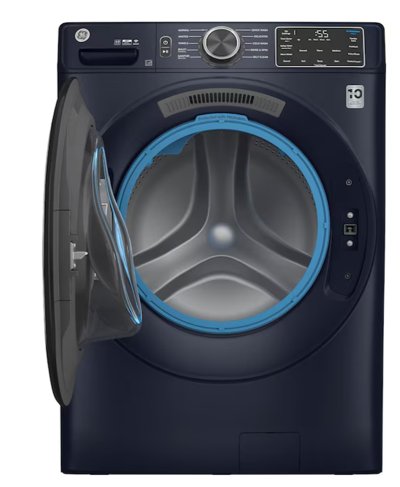 GE 4.8 cu. ft. Smart Sapphire Blue Front Load Washer with OdorBlock UltraFresh Vent System and Sanitize with Oxi