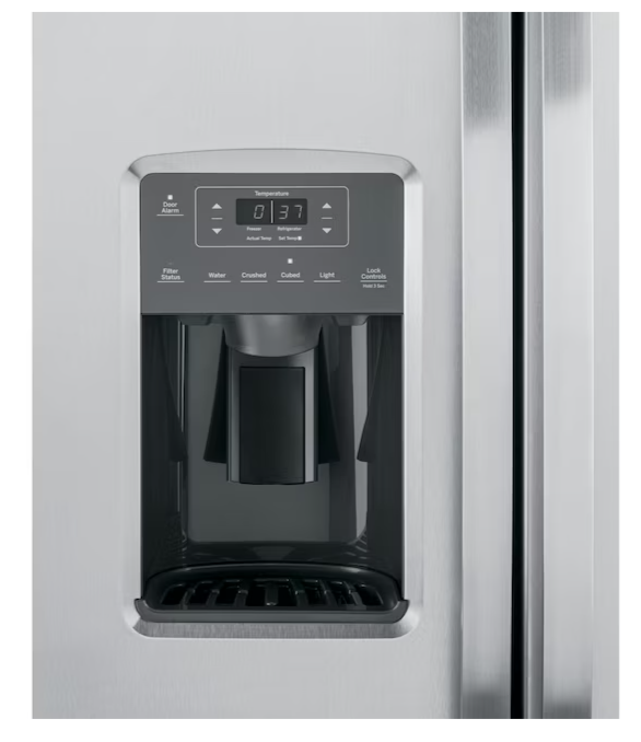 GE 25.3 cu. ft. Side by Side Refrigerator in Fingerprint Resistant Stainless Steel, Standard Depth