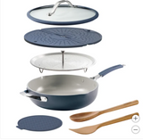 Tramontina 5-quart All-In-One Plus Ceramic Non-Stick Pan, 7-piece Set, Blue