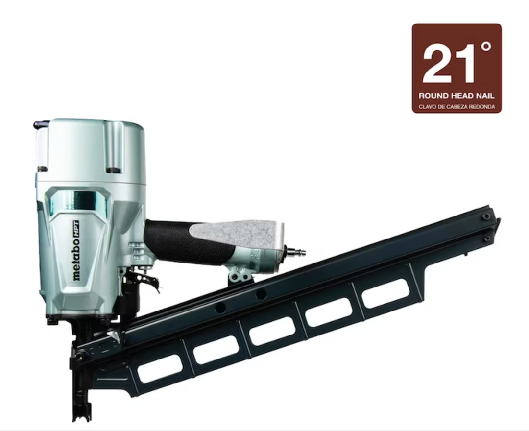Clavadora neumática de cabeza redonda Metabo HPT de 3-1/4 pulgadas y 21 grados (usada)