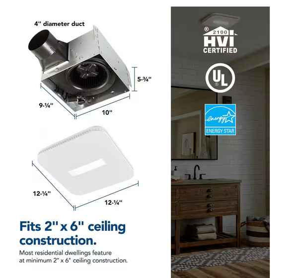 Broan-NuTone 110 CFM Bathroom Exhaust Fan with CCT LED Light CleanCover Grille, ENERGY STAR (OPEN BOX)