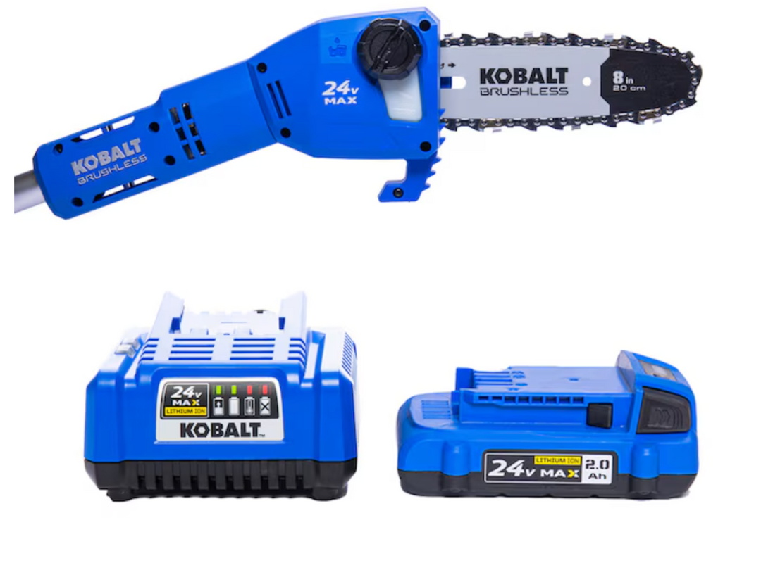 Kobalt 24-volt 8-in 2 Ah Pole Saw (Battery and Charger Included) (USED)
