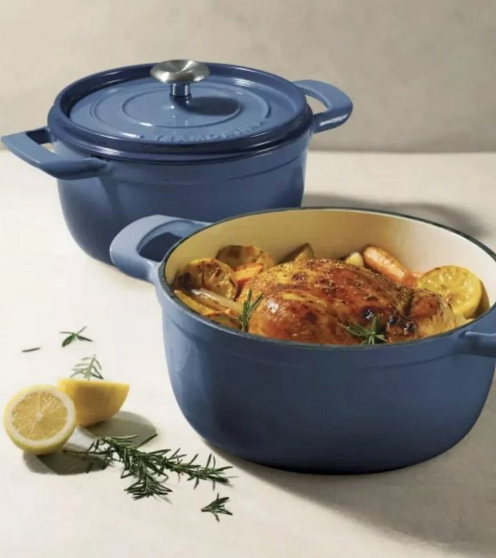 Tramontina 4-quart & 6-quart Enameled Cast Iron Round Dutch Oven 2-Pack, Blue (open box)