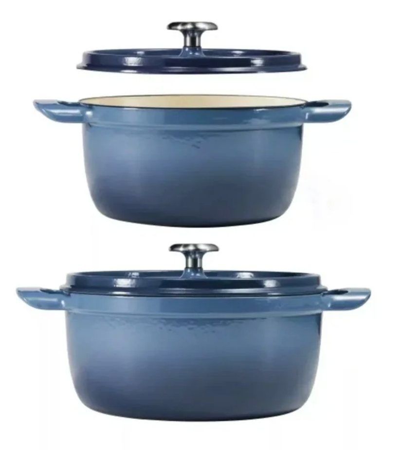 Tramontina 4-quart & 6-quart Enameled Cast Iron Round Dutch Oven 2-Pack, Blue (open box)