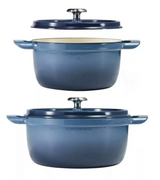 Tramontina 4-quart & 6-quart Enameled Cast Iron Round Dutch Oven 2-Pack, Blue (open box)