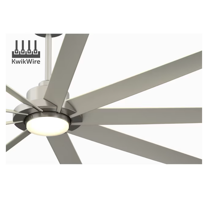 Fanimation Studio Collection EightyFour 84-in Brushed Nickel Color-changing Integrated LED Indoor/Outdoor Ceiling Fan with Light and Remote (9-Blade) (open box)