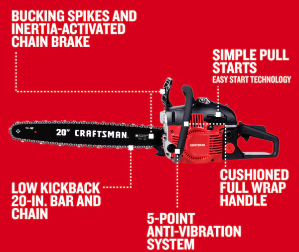 CRAFTSMAN S205 46-cc 2-cycle 20-in Gas Chainsaw (open box)