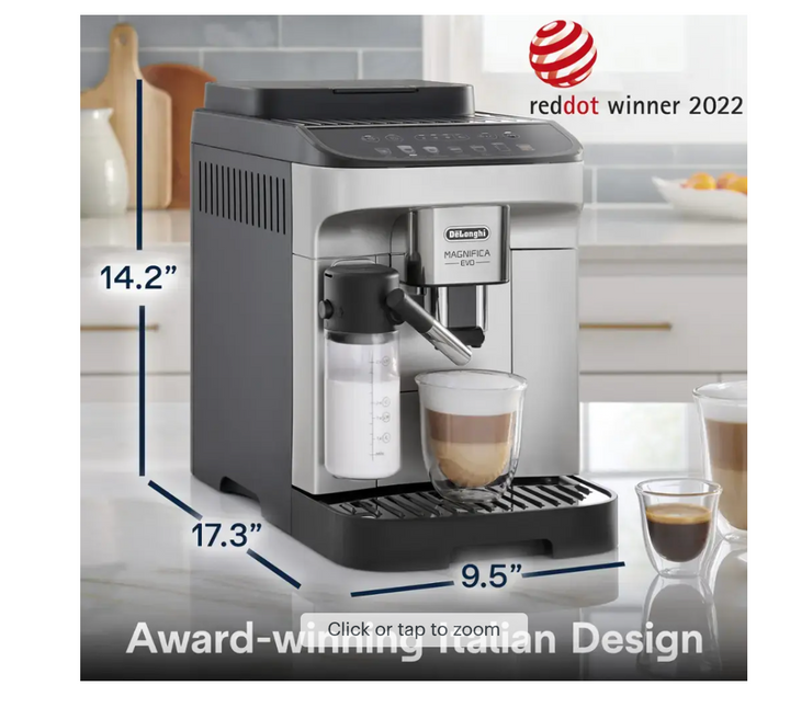 De'Longhi - Magnifica Evo Espresso Machine with Automatic Milk Frother for Hot and Iced Lattes, Coffee and More - Silver (used)