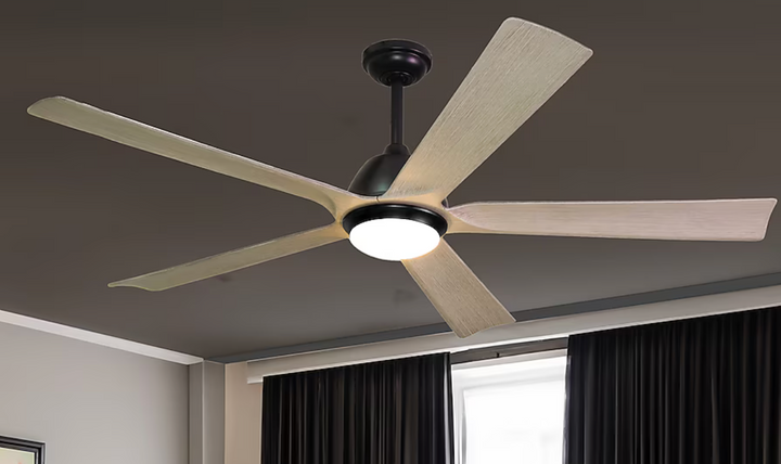 Harbor Breeze Cartersville 60-in Black with Antique Gray Blades Integrated LED Indoor/Outdoor Ceiling Fan with Light and Remote (5-Blade) (open box)