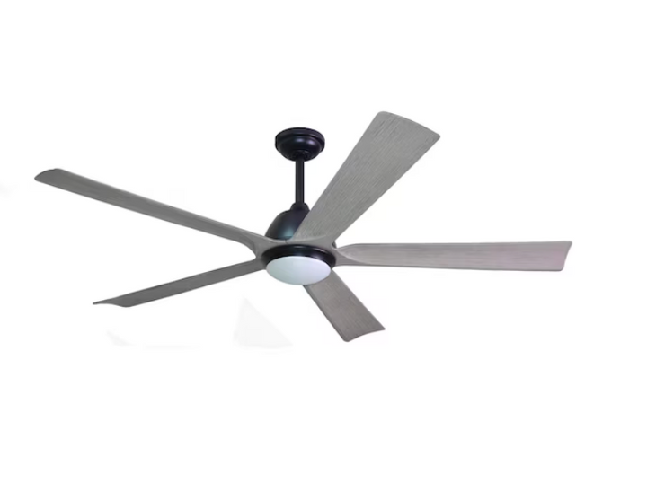 Harbor Breeze Cartersville 60-in Black with Antique Gray Blades Integrated LED Indoor/Outdoor Ceiling Fan with Light and Remote (5-Blade) (open box)