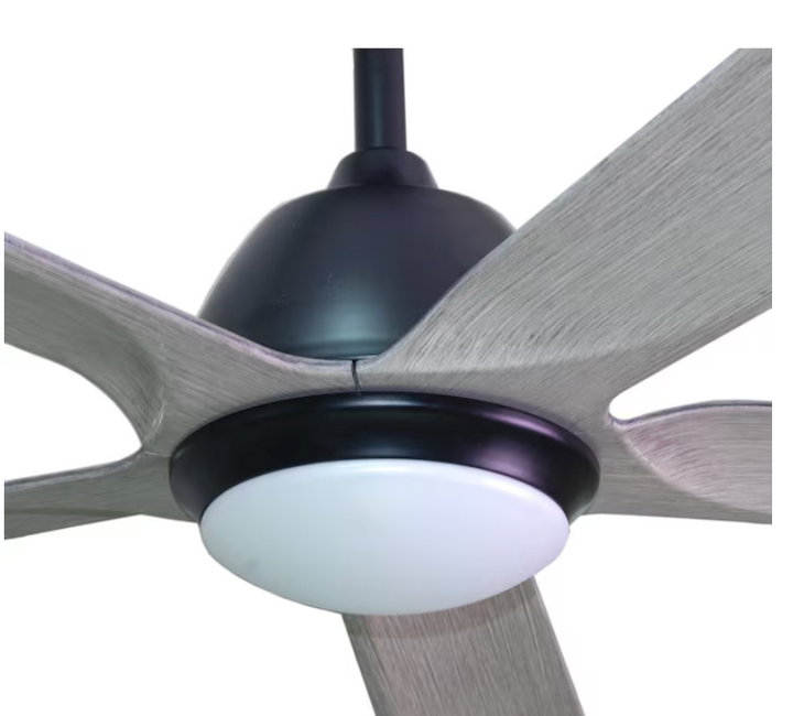 Harbor Breeze Cartersville 60-in Black with Antique Gray Blades Integrated LED Indoor/Outdoor Ceiling Fan with Light and Remote (5-Blade) (open box)