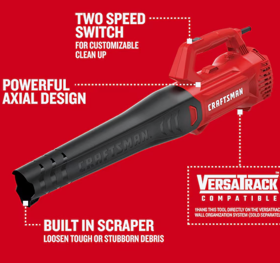 CRAFTSMAN 450-CFM 140-MPH Corded Electric Handheld Leaf Blower (OPEN BOX)