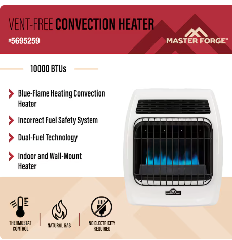 Master Forge 10000-BTU Wall Indoor Natural Gas or Liquid Propane Vent-Free Convection Heater (OPEN BOX)