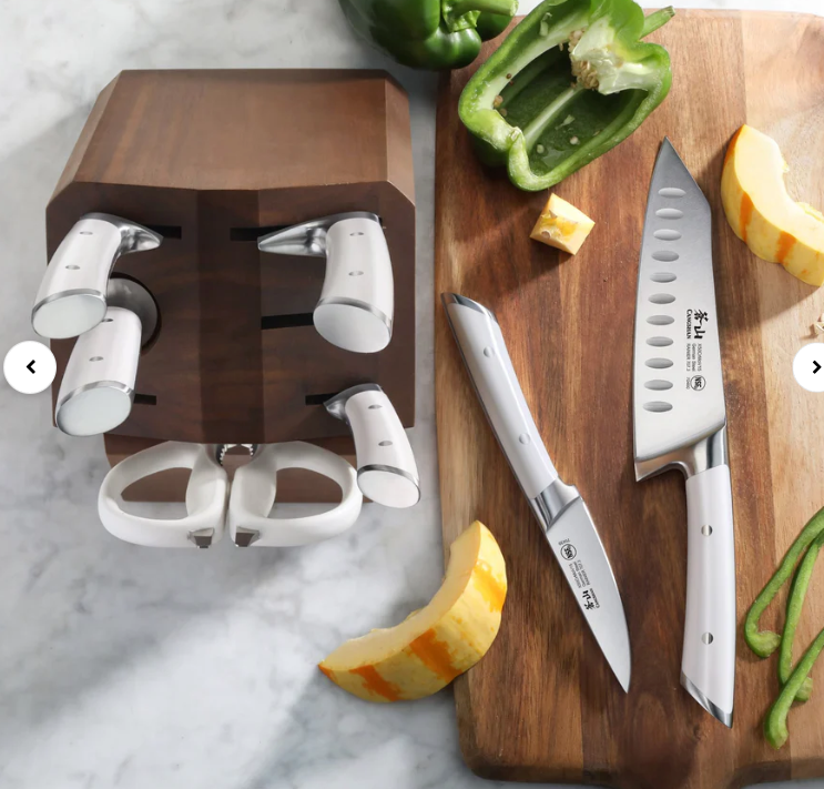 Cangshan RAINIER Series 8-Piece Knife Block Set, Forged German Steel, Acacia Block (new)