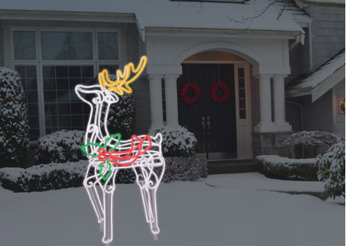 GE 60-Inches Freestanding Reindeer Free standing decoration with Multicolor LED Lights (USED)