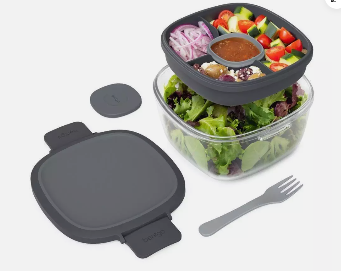 Bentgo Glass Leak-Proof Salad Container - Gray (open box)